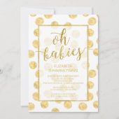 Oh baby's! Gold Stippen Twins Baby shower Invitati Kaart (Voorkant)
