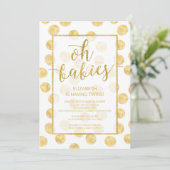 Oh baby's! Gold Stippen Twins Baby shower Invitati Kaart (Staand voorkant)