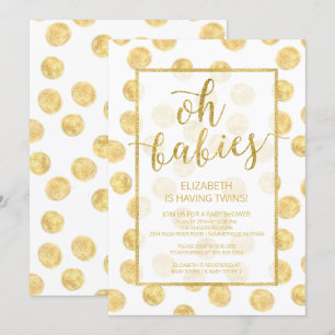 Oh baby's! Gold Stippen Twins Baby shower Invitati Kaart