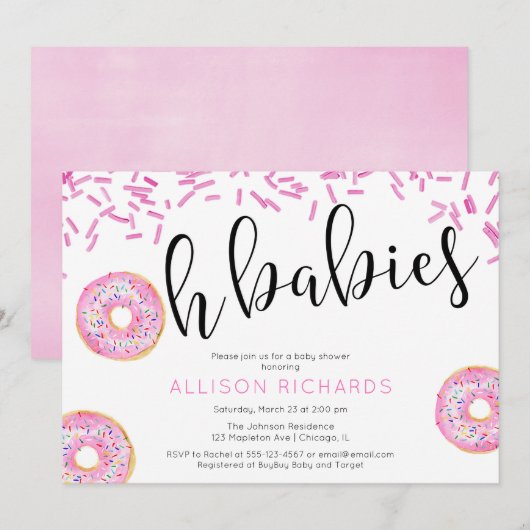 Oh baby's met twee meisjes Donut baby shower Kaart (Voorkant / Achterkant)