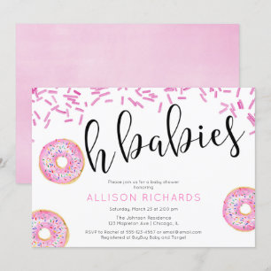 Oh baby's met twee meisjes Donut baby shower Kaart