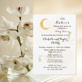 Oh Baby's Neutral Twins Baby shower Invitation Kaart