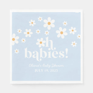 Oh baby's! Retro Daisy blauw boho Baby shower Servet