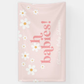 Oh baby's! Retro Daisy Roze Baby shower Banner (Verticaal)