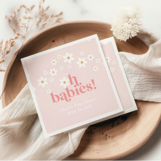 Oh Baby's Retro Daisy Roze Boho Baby shower Servet