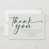 Oh Baby's Sage Green Minimalist Baby shower Bedankkaart (Voorkant)