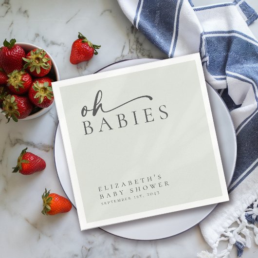 Oh Baby's Sage Green Minimalist Baby shower Servet