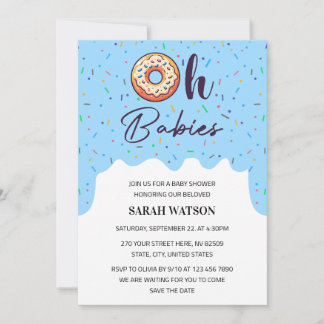 Oh Baby's Sprinkle Donut Twins Baby Boy Shower Kaart