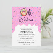 Oh Baby's Sprinkle Donut Twins Baby Meisje Douche Kaart (Staand voorkant)