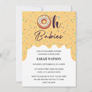 Oh Baby's Sprinkle Donut Twins Baby shower Kaart