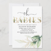 Oh baby's tweeling groen gouden groen baby shower kaart (Voorkant)
