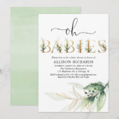 Oh baby's tweeling groen gouden groen baby shower kaart (Voorkant / Achterkant)