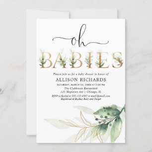 Oh baby's tweeling groen gouden groen baby shower kaart