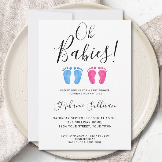 Oh baby's tweeling jongen en meisje Baby shower Kaart