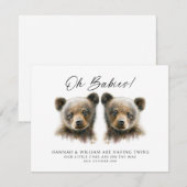 Oh baby's tweeling op de weg Waterverf Beer welpen Kaart (Voorkant / Achterkant)