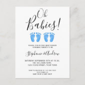 Oh Baby's Twin Boys Couples Baby shower Aankondigingskaart (Voorkant)