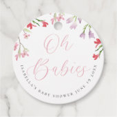 Oh baby's Waterverf roze meisje Baby shower Bedankjes Labels (Voorkant)