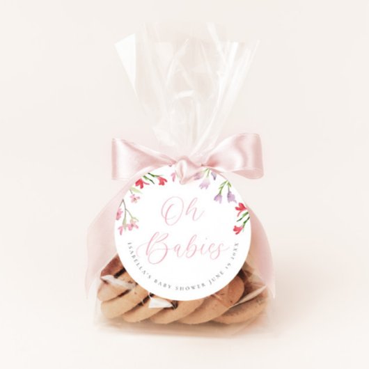 Oh baby's Waterverf roze meisje Baby shower Bedankjes Labels