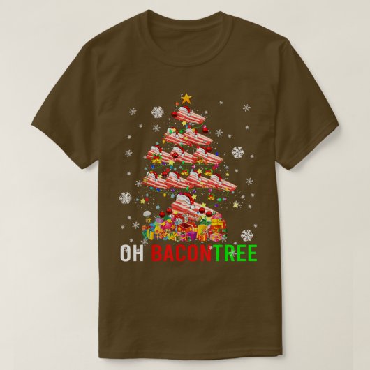 Oh Bacon Tree Funny Xmas Lights Santa Bacon P T-shirt (Design voorkant)