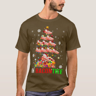Oh Bacon Tree Funny Xmas Lights Santa Bacon P T-shirt