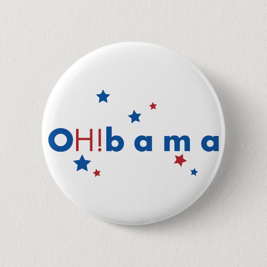 OH!bama - Blauwe en rode sterren Ronde Button 5,7 Cm (Voorkant)