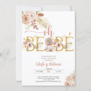 Oh bebé boho beer baby shower nodigt Spaans uit. Kaart