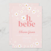 Oh Bebe Daisy Roze Retro Baby shower Kaart (Voorkant / Achterkant)