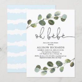 Oh bebe Frans thema blauw zwart wit jongen baby Kaart