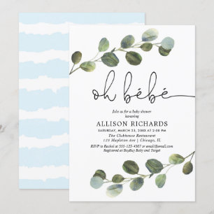 Oh bebe Frans thema blauw zwart wit jongen baby Kaart