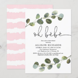 Oh bebe Frans thema roze zwart wit meisje baby Kaart