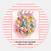 Oh bebe Franse Patisserie Baby shower Ronde Sticker (Voorkant)