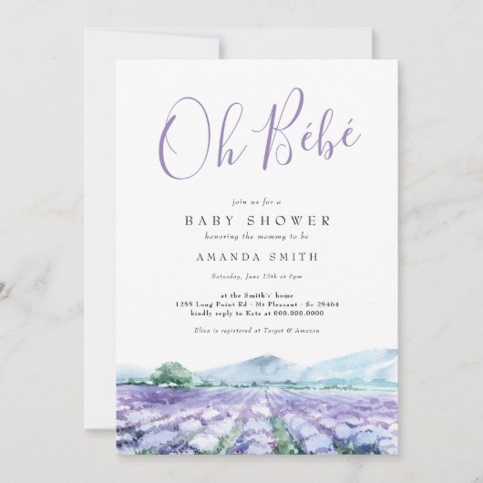 Oh Bebe French Lavender Baby shower Kaart (Voorkant)