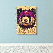 "OH-BEER" | Funny Cool Panda Canvas Afdruk (Insitu (Houten vloer))