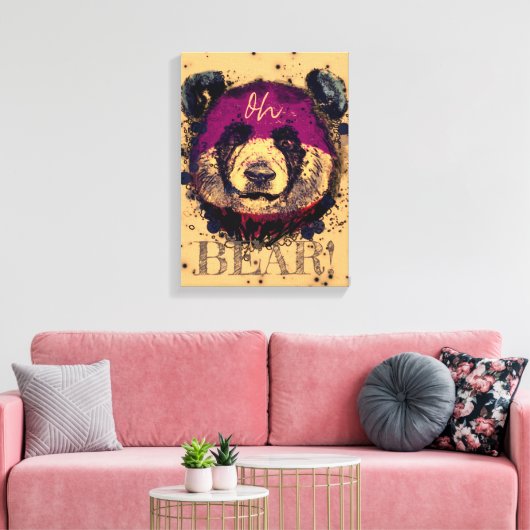 "OH-BEER" | Funny Cool Panda Canvas Afdruk (Insitu (Woonkamer))