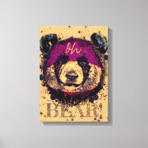 "OH-BEER"   Funny Cool Panda Canvas Afdruk