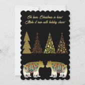 Oh Beer Kerstmis hier Golden Pines Black Cute Feestdagenkaart (Voorkant)
