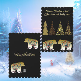 Oh Beer Kerstmis hier Golden Pines Black Cute Feestdagenkaart