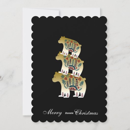 Oh Beer Kerstmis hier is mousserende gouden pine b Feestdagenkaart (Achterkant)