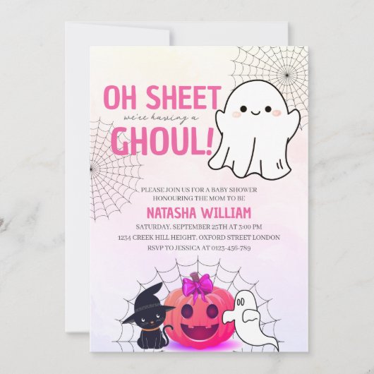 Oh Blad Het is een Ghoul Baby shower Uitnodiging (Voorkant)