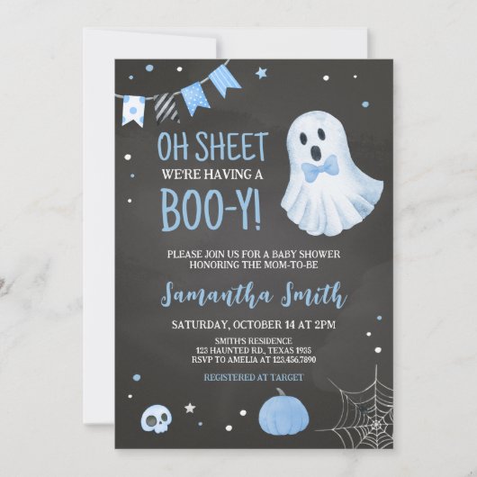 Oh Blad, we hebben een Boo-y Baby shower Kaart (Voorkant)
