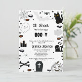 Oh Blad we hebben een Boo-y halloween baby shower Kaart (Staand voorkant)