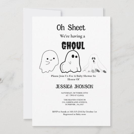 Oh Blad we hebben een ghoul halloween baby shower Kaart (Voorkant)