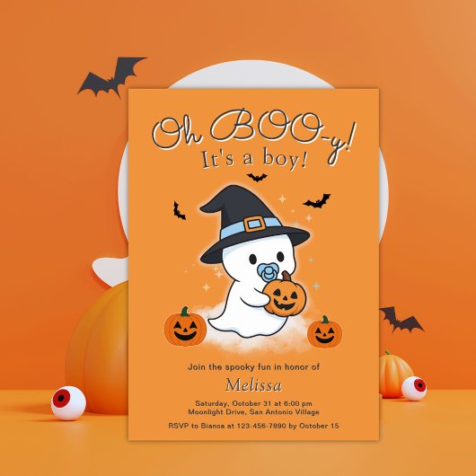 Oh BOO-y Halloween Baby shower Kaart