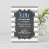 Oh Boy a Little Man Baby shower Blue Invitations Kaart (Staand voorkant)