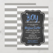 Oh Boy a Little Man Baby shower Blue Invitations Kaart (Voorkant / Achterkant)