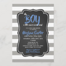Oh Boy a Little Man Baby shower Blue Invitations