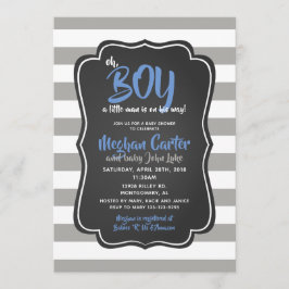 Oh Boy a Little Man Baby shower Blue Invitations Kaart