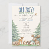 Oh Boy A Little Wild One Forest Animal Baby Shower Kaart (Voorkant)