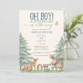 Oh Boy A Little Wild One Forest Animal Baby Shower Kaart (Staand voorkant)
