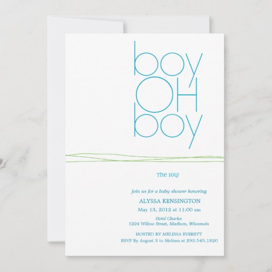 Oh Boy Aangepaste Baby shower Uitnodiging (Voorkant)